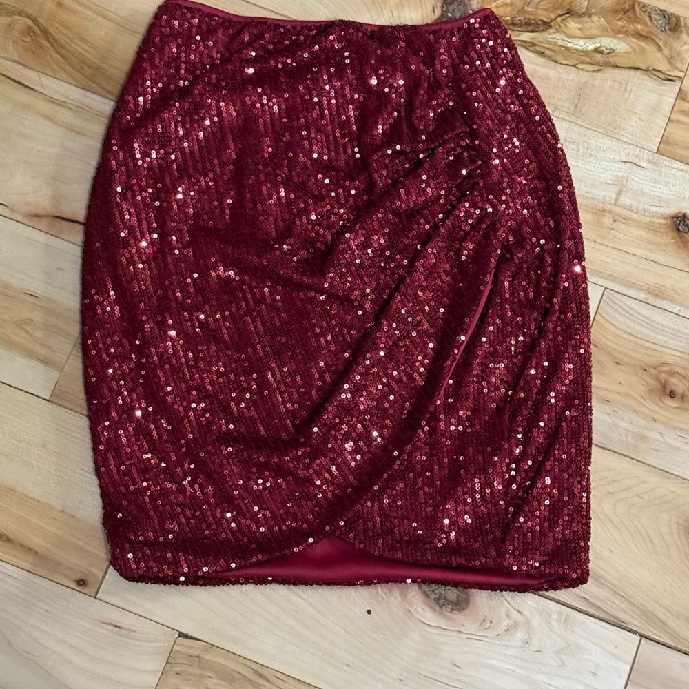 Elegant Red Sequin Skirt